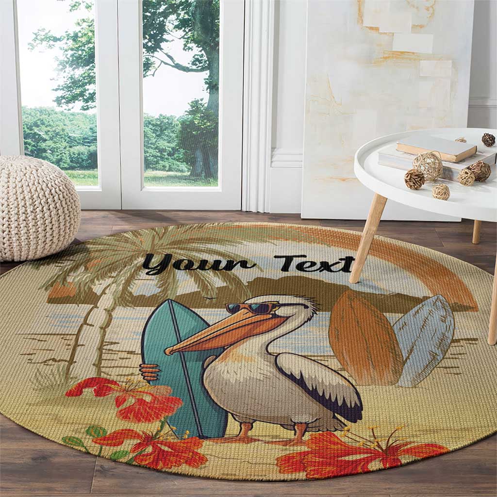 Personalized Saint Kitts And Nevis Round Carpet Brown Pelican Beach Vibe - Wonder Print Shop