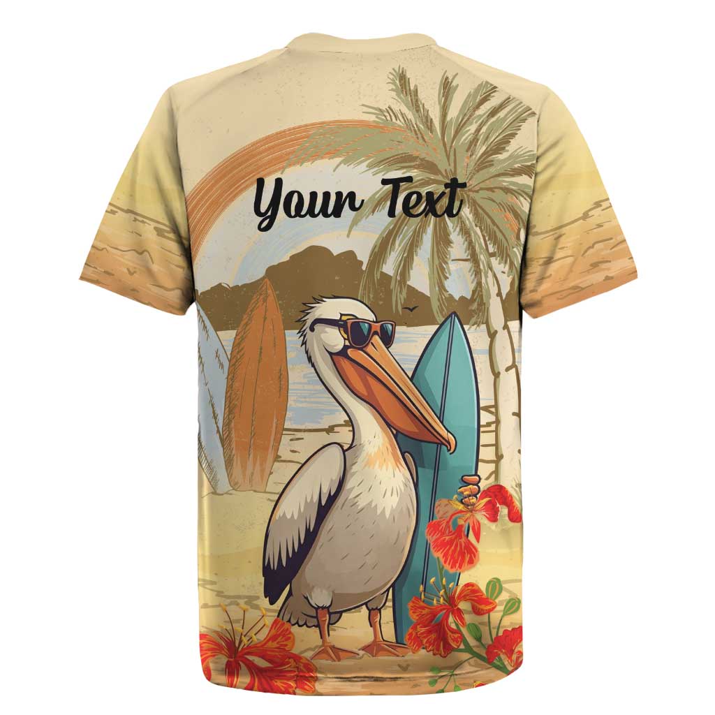 Personalized Saint Kitts And Nevis Rugby Jersey Brown Pelican Beach Vibe - Wonder Print Shop