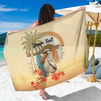 Personalized Saint Kitts And Nevis Sarong Brown Pelican Beach Vibe - Wonder Print Shop