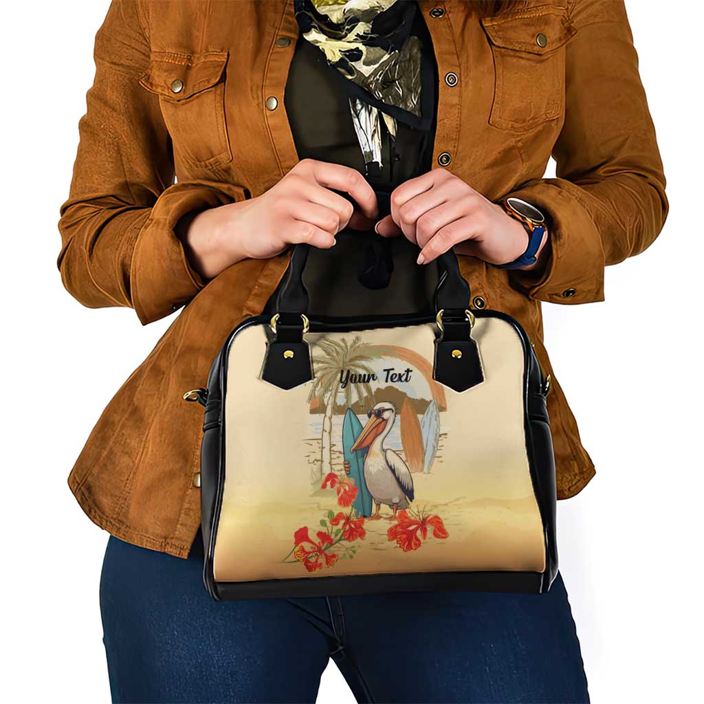 Personalized Saint Kitts And Nevis Shoulder Handbag Brown Pelican Beach Vibe - Wonder Print Shop