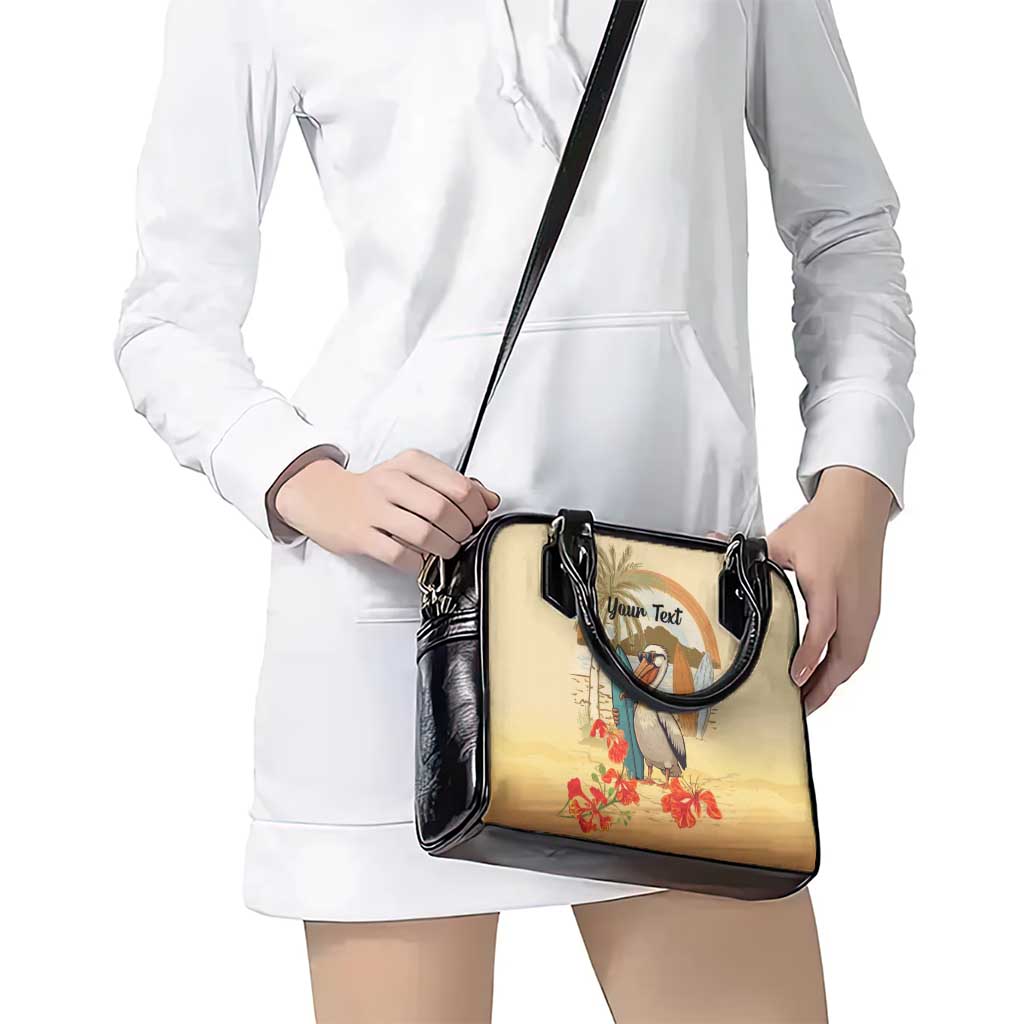 Personalized Saint Kitts And Nevis Shoulder Handbag Brown Pelican Beach Vibe - Wonder Print Shop