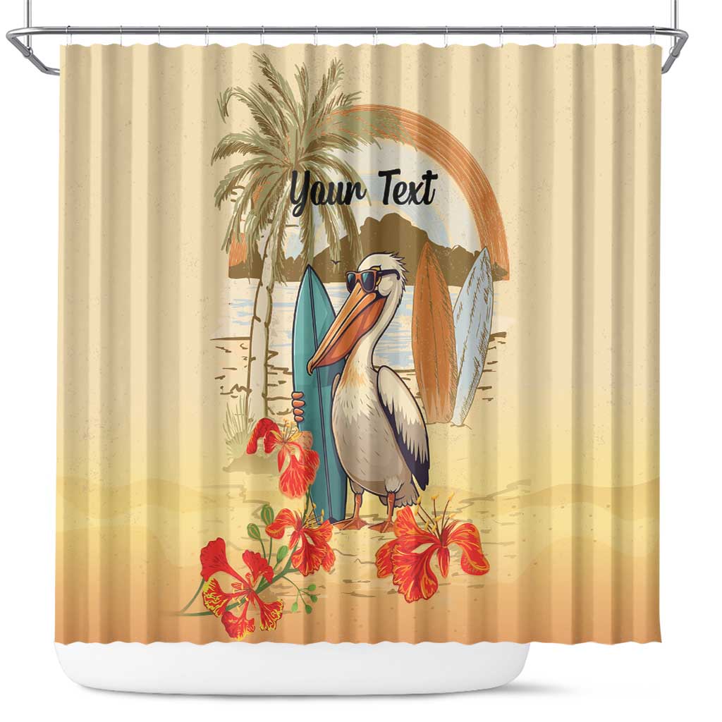Personalized Saint Kitts And Nevis Shower Curtain Brown Pelican Beach Vibe - Wonder Print Shop