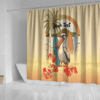 Personalized Saint Kitts And Nevis Shower Curtain Brown Pelican Beach Vibe - Wonder Print Shop