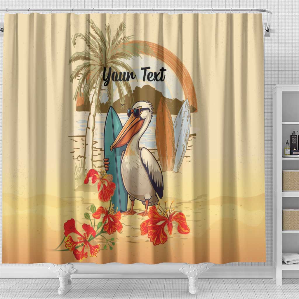 Personalized Saint Kitts And Nevis Shower Curtain Brown Pelican Beach Vibe - Wonder Print Shop