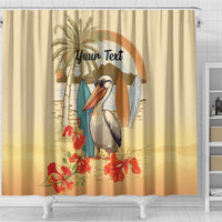 Personalized Saint Kitts And Nevis Shower Curtain Brown Pelican Beach Vibe - Wonder Print Shop