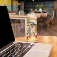 Personalized Saint Kitts And Nevis Skinny Tumbler Brown Pelican Beach Vibe - Wonder Print Shop