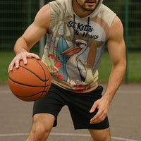 Personalized Saint Kitts And Nevis Sleeveless Hoodie Brown Pelican Beach Vibe - Wonder Print Shop