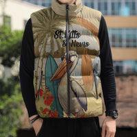 Personalized Saint Kitts And Nevis Sleeveless Puffer Jacket Brown Pelican Beach Vibe - Wonder Print Shop