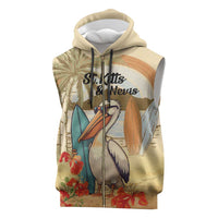 Personalized Saint Kitts And Nevis Sleeveless Zip Hoodie Brown Pelican Beach Vibe - Wonder Print Shop