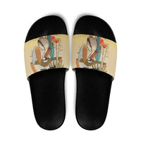 Personalized Saint Kitts And Nevis Slide Sandals Brown Pelican Beach Vibe - Wonder Print Shop