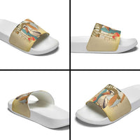 Personalized Saint Kitts And Nevis Slide Sandals Brown Pelican Beach Vibe - Wonder Print Shop