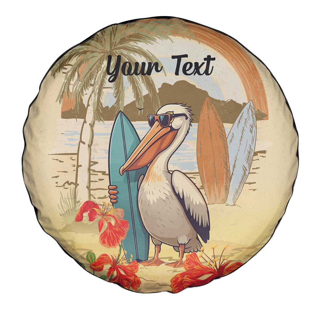 Personalized Saint Kitts And Nevis Spare Tire Cover Brown Pelican Beach Vibe - Wonder Print Shop