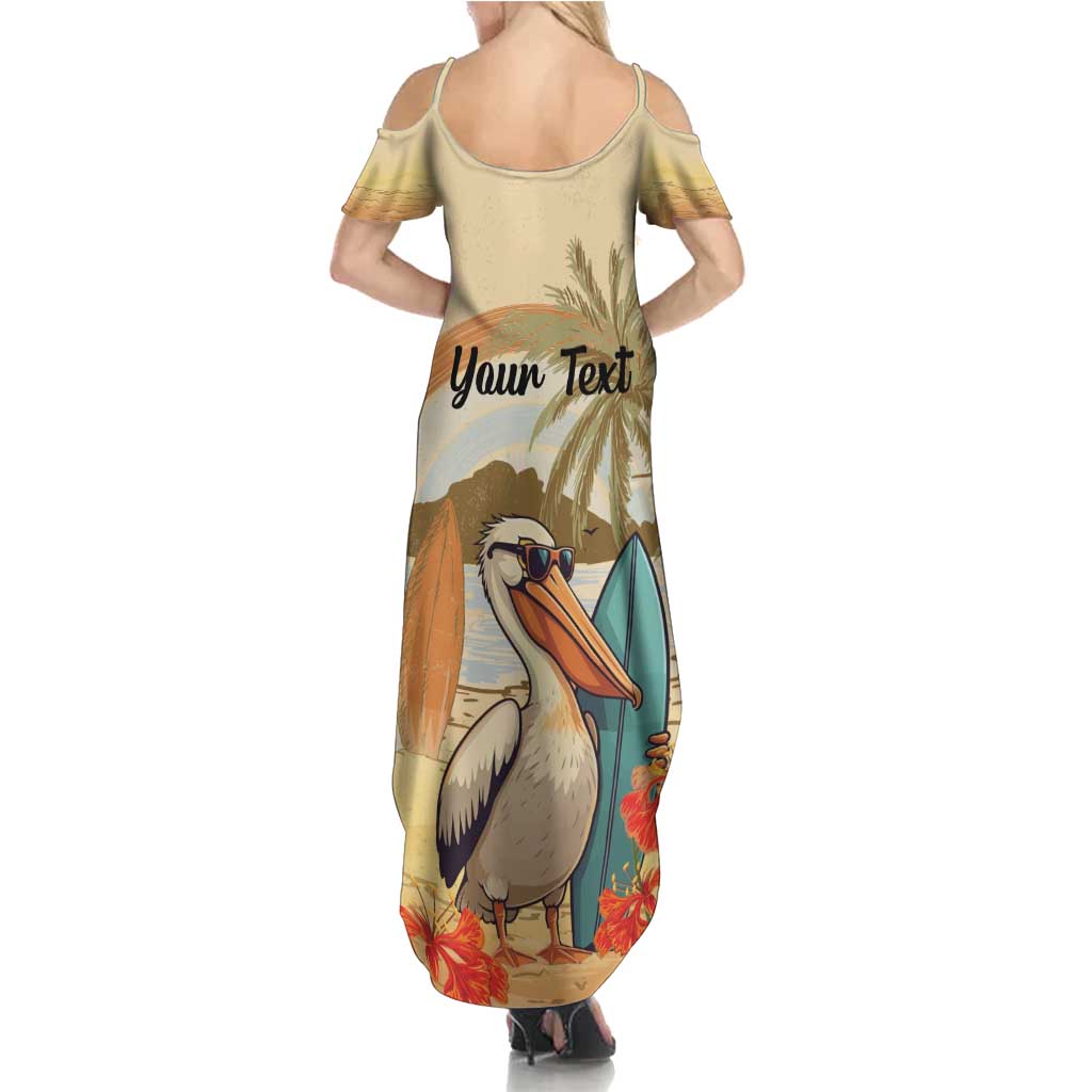 Personalized Saint Kitts And Nevis Summer Maxi Dress Brown Pelican Beach Vibe - Wonder Print Shop