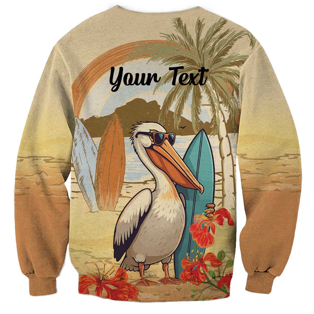 Personalized Saint Kitts And Nevis Sweatshirt Brown Pelican Beach Vibe - Wonder Print Shop