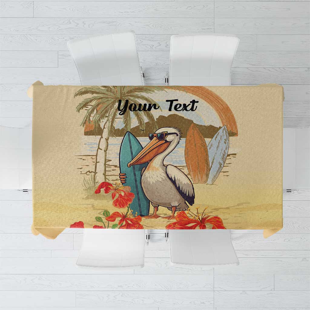 Personalized Saint Kitts And Nevis Tablecloth Brown Pelican Beach Vibe - Wonder Print Shop