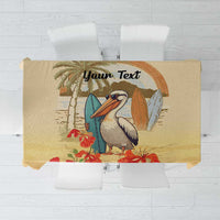 Personalized Saint Kitts And Nevis Tablecloth Brown Pelican Beach Vibe - Wonder Print Shop