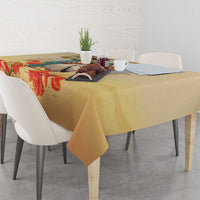 Personalized Saint Kitts And Nevis Tablecloth Brown Pelican Beach Vibe - Wonder Print Shop