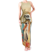 Personalized Saint Kitts And Nevis Tank Maxi Dress Brown Pelican Beach Vibe - Wonder Print Shop