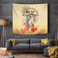 Personalized Saint Kitts And Nevis Tapestry Brown Pelican Beach Vibe - Wonder Print Shop