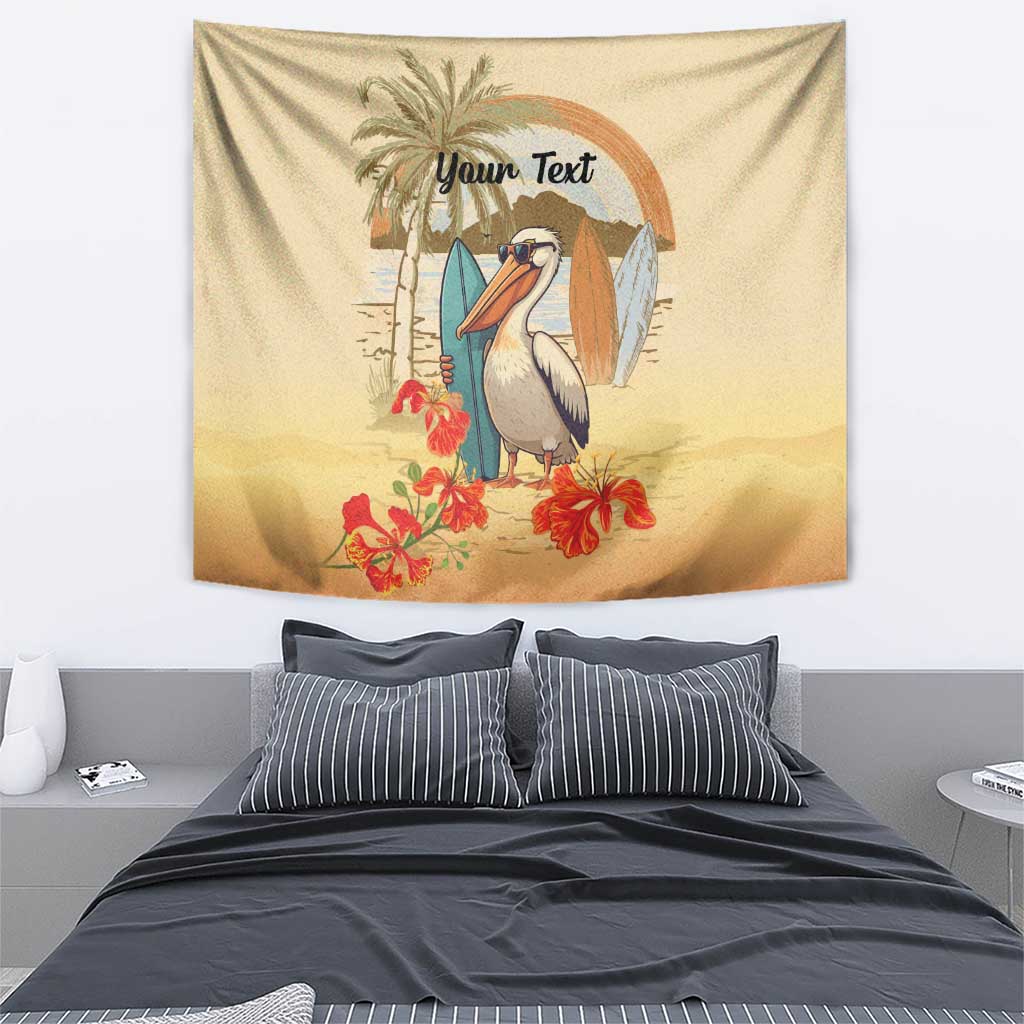Personalized Saint Kitts And Nevis Tapestry Brown Pelican Beach Vibe - Wonder Print Shop