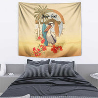 Personalized Saint Kitts And Nevis Tapestry Brown Pelican Beach Vibe - Wonder Print Shop