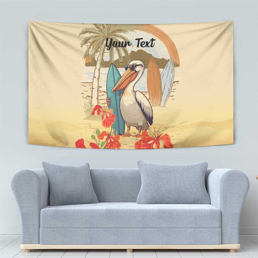 Personalized Saint Kitts And Nevis Tapestry Brown Pelican Beach Vibe - Wonder Print Shop