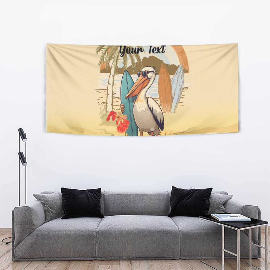 Personalized Saint Kitts And Nevis Tapestry Brown Pelican Beach Vibe - Wonder Print Shop