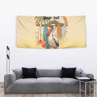 Personalized Saint Kitts And Nevis Tapestry Brown Pelican Beach Vibe - Wonder Print Shop