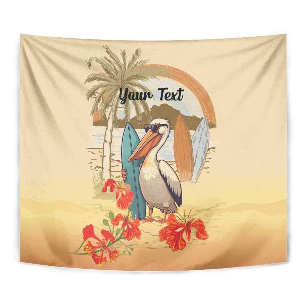 Personalized Saint Kitts And Nevis Tapestry Brown Pelican Beach Vibe - Wonder Print Shop