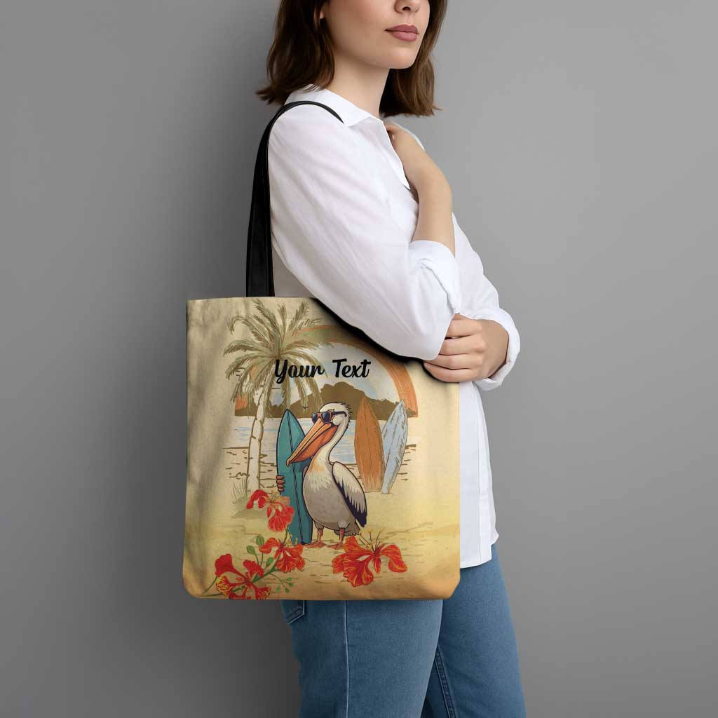 Personalized Saint Kitts And Nevis Tote Bag Brown Pelican Beach Vibe - Wonder Print Shop
