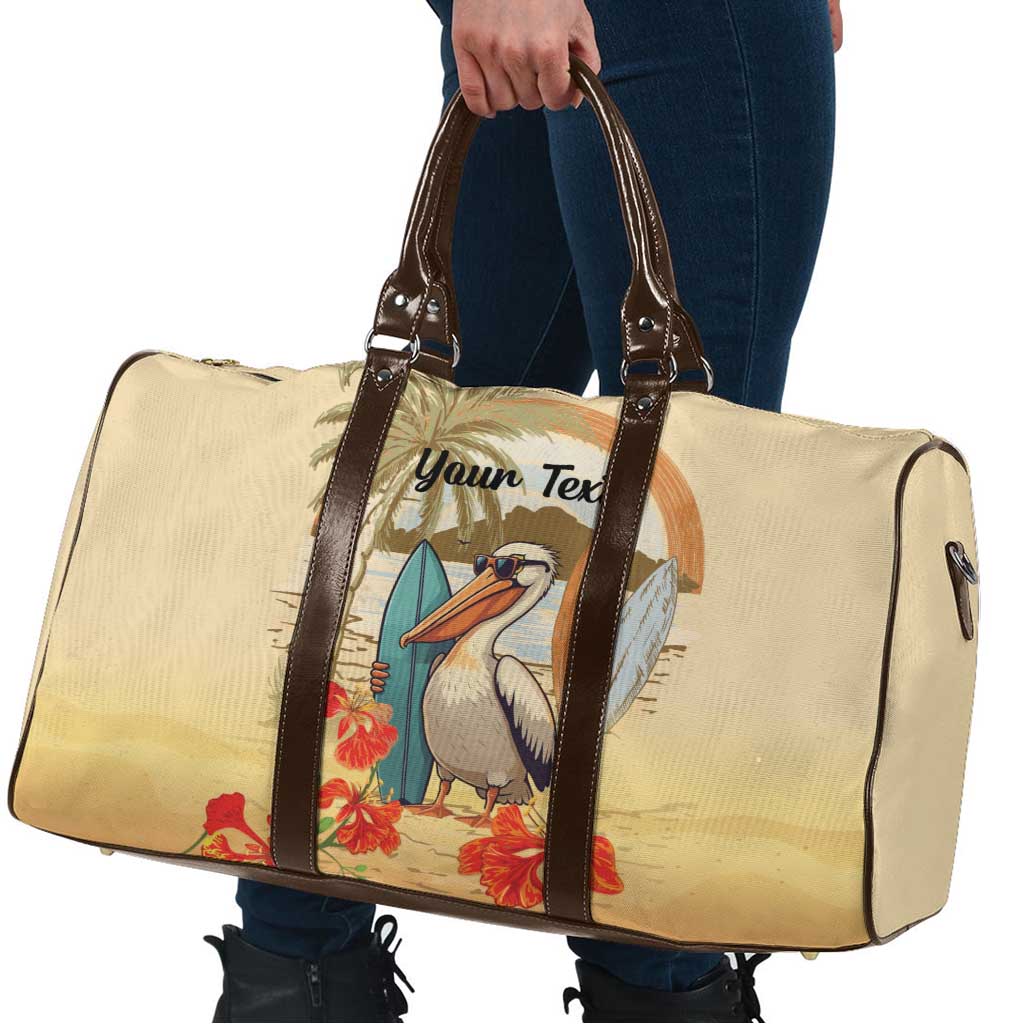 Personalized Saint Kitts And Nevis Travel Bag Brown Pelican Beach Vibe - Wonder Print Shop