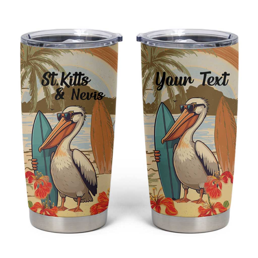 Personalized Saint Kitts And Nevis Tumbler Cup Brown Pelican Beach Vibe - Wonder Print Shop