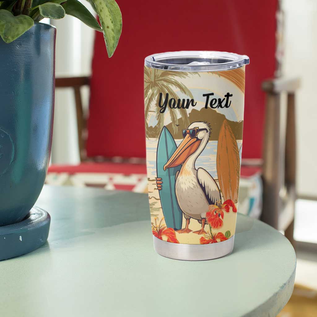Personalized Saint Kitts And Nevis Tumbler Cup Brown Pelican Beach Vibe - Wonder Print Shop