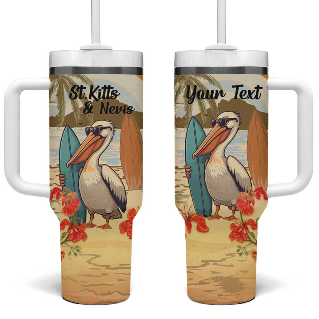 Personalized Saint Kitts And Nevis Tumbler With Handle Brown Pelican Beach Vibe - Wonder Print Shop