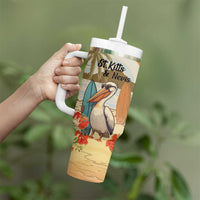 Personalized Saint Kitts And Nevis Tumbler With Handle Brown Pelican Beach Vibe - Wonder Print Shop