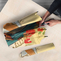 Personalized Saint Kitts And Nevis Umbrella Brown Pelican Beach Vibe - Wonder Print Shop