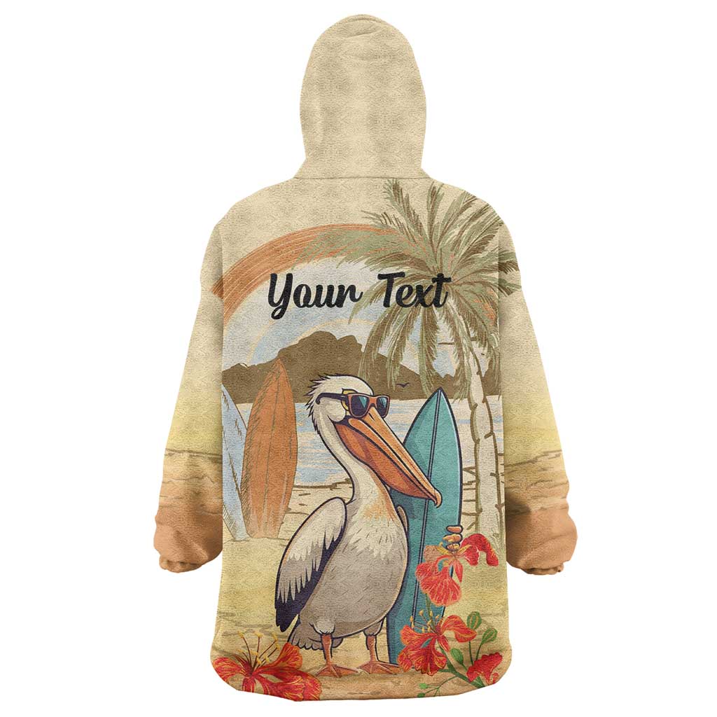 Personalized Saint Kitts And Nevis Wearable Blanket Hoodie Brown Pelican Beach Vibe - Wonder Print Shop