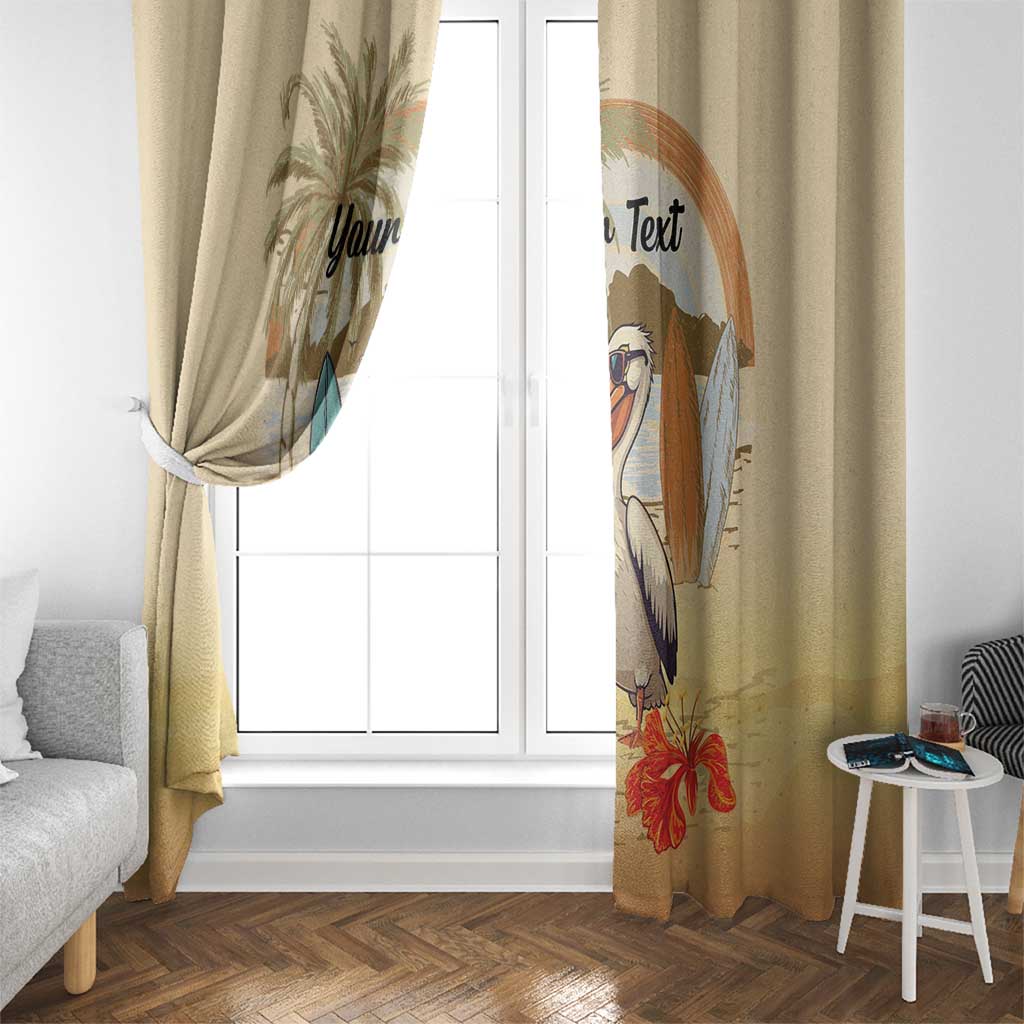 Personalized Saint Kitts And Nevis Window Curtain Brown Pelican Beach Vibe - Wonder Print Shop
