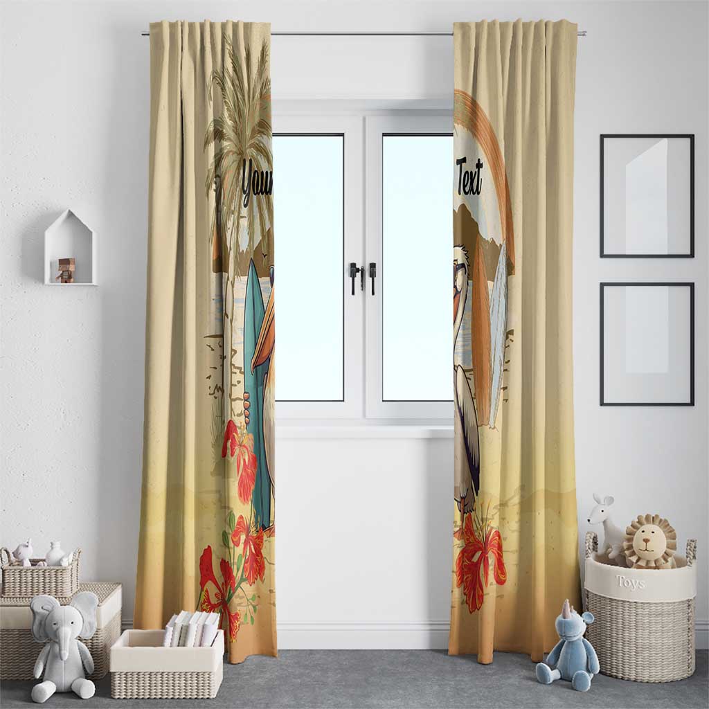 Personalized Saint Kitts And Nevis Window Curtain Brown Pelican Beach Vibe - Wonder Print Shop