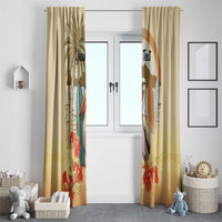 Personalized Saint Kitts And Nevis Window Curtain Brown Pelican Beach Vibe - Wonder Print Shop