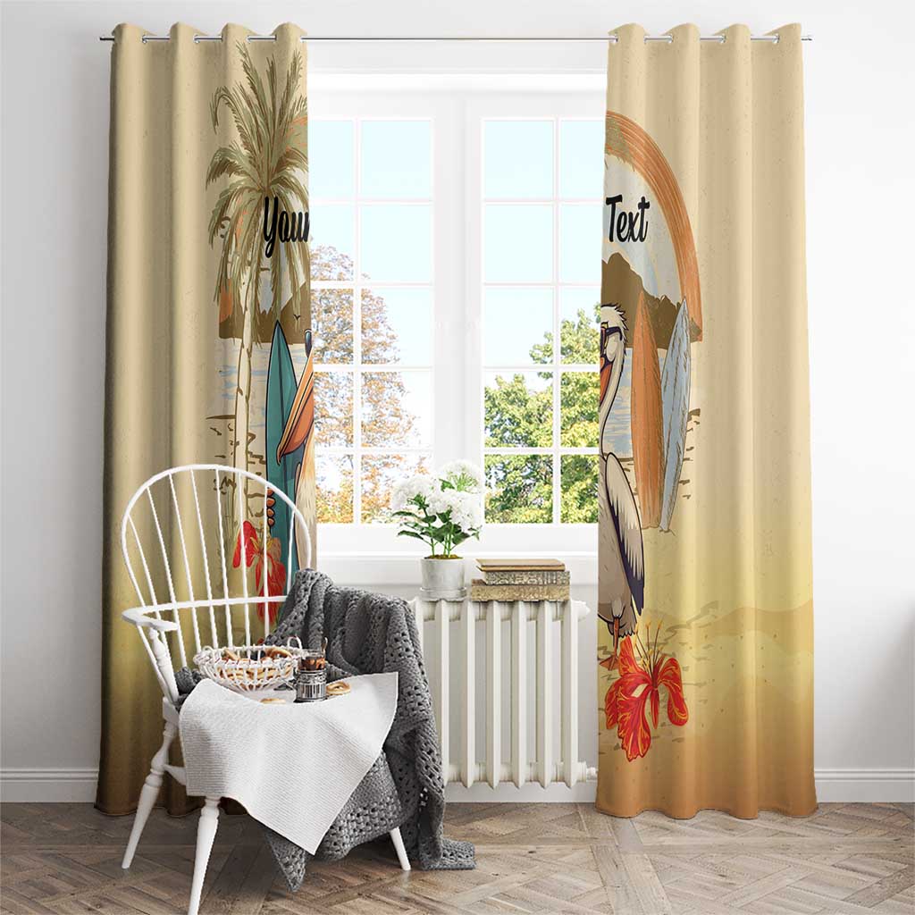 Personalized Saint Kitts And Nevis Window Curtain Brown Pelican Beach Vibe - Wonder Print Shop