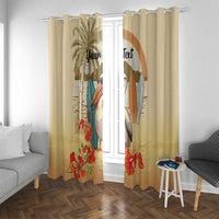 Personalized Saint Kitts And Nevis Window Curtain Brown Pelican Beach Vibe - Wonder Print Shop