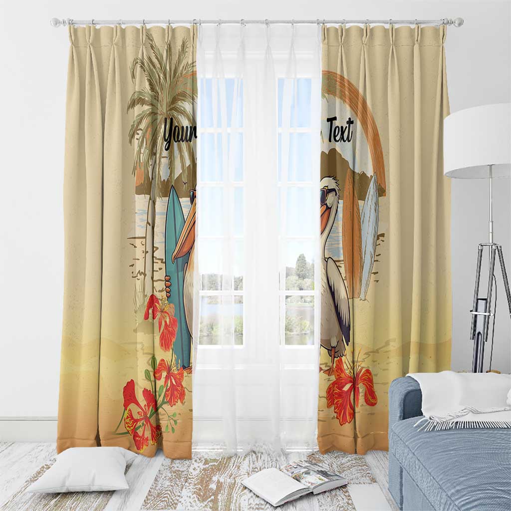 Personalized Saint Kitts And Nevis Window Curtain Brown Pelican Beach Vibe - Wonder Print Shop