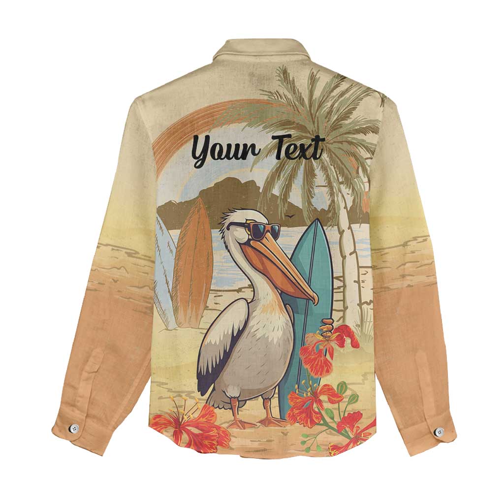 Personalized Saint Kitts And Nevis Women Casual Shirt Brown Pelican Beach Vibe - Wonder Print Shop