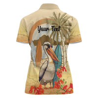 Personalized Saint Kitts And Nevis Women Polo Shirt Brown Pelican Beach Vibe - Wonder Print Shop