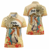 Personalized Saint Kitts And Nevis Women Polo Shirt Brown Pelican Beach Vibe - Wonder Print Shop
