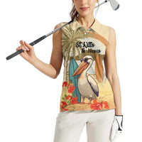 Personalized Saint Kitts And Nevis Women Sleeveless Polo Shirt Brown Pelican Beach Vibe - Wonder Print Shop