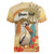 Personalized Saint Kitts And Nevis Women V-Neck T-Shirt Brown Pelican Beach Vibe - Wonder Print Shop