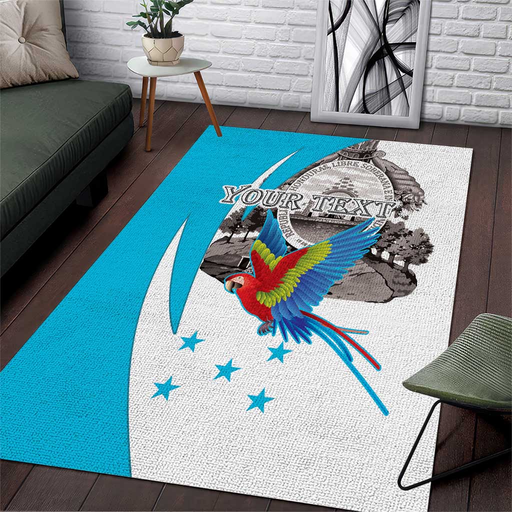 Personalized Honduras Independence Day Area Rug Scarlet Macaw With Coat Of Arms LT18