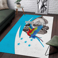 Personalized Honduras Independence Day Area Rug Scarlet Macaw With Coat Of Arms LT18